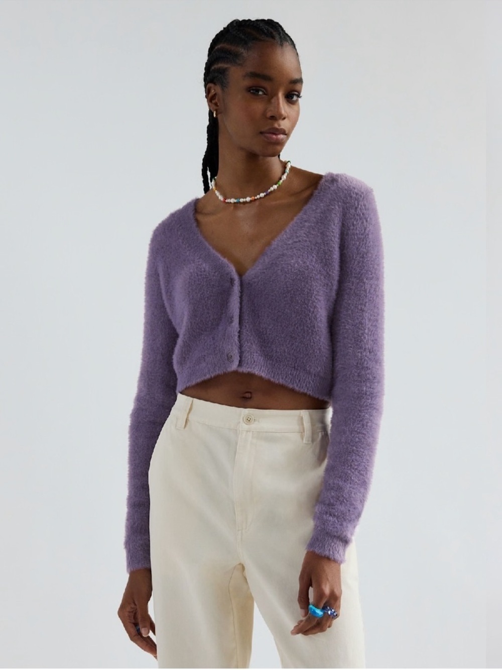 Aritzia Sunday Best Heather Mauve Reese Cardigan